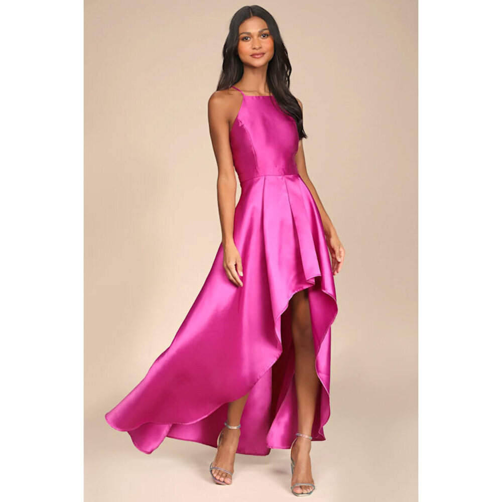 Lulus Broadway Show Magenta High-low Gown Pink - Size L